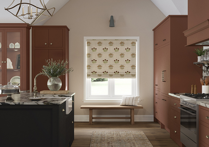 William Morris Lily Flower Embroidery, Madder - Roman Blind - Image 3